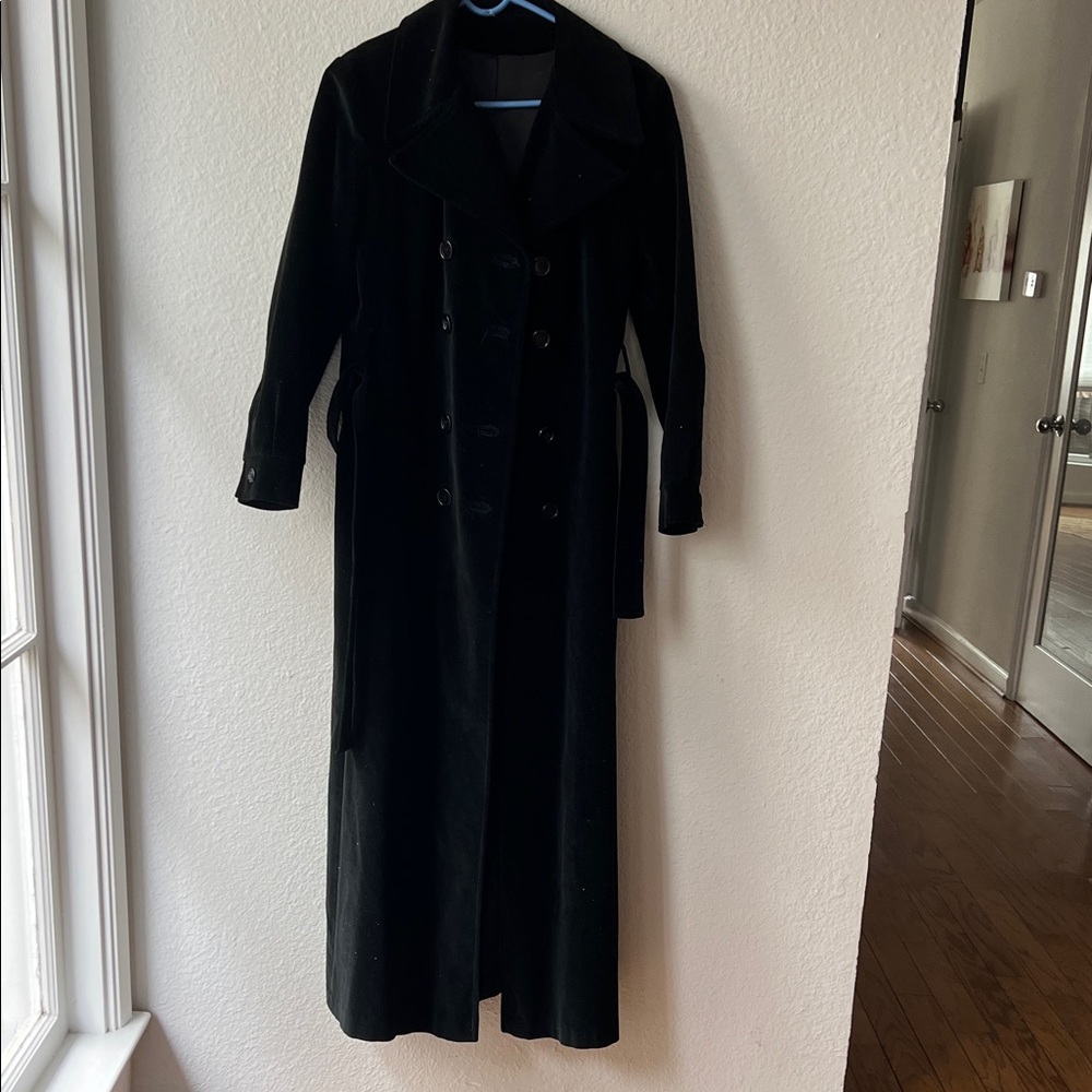 Vintage Saks Fifth Avenue Drizzle Velvet Black Double-Breasted Women's Coat
